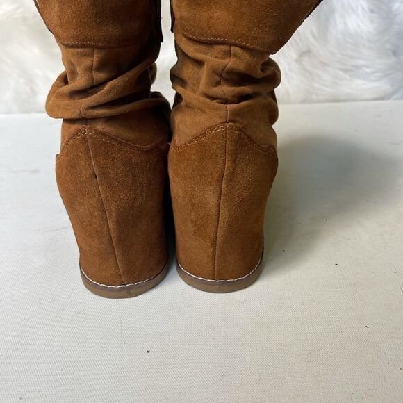 Aldo brown suede leather ankle boots 3” heels wedge SZ9 . - Picture 3 of 9